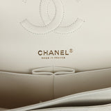 Chanel Medium Classic Double Flap White Caviar Light Gold Hardware