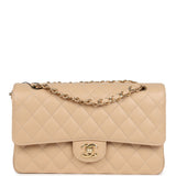 Chanel Medium Classic Double Flap Beige Caviar Gold Hardware