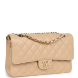 Chanel Medium Classic Double Flap Beige Caviar Gold Hardware