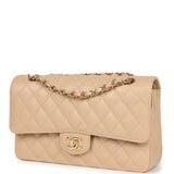 Chanel Medium Classic Double Flap Beige Caviar Gold Hardware