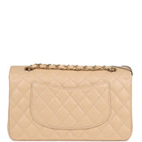 Chanel Medium Classic Double Flap Beige Caviar Gold Hardware