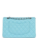 Chanel Medium Classic Double Flap Bag Light Blue Lambskin Silver Hardware