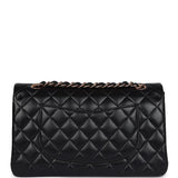 Chanel Medium Classic Double Flap Black Lambskin Rose Gold Hardware