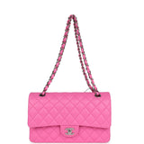 Chanel Medium Classic Double Flap Dark Pink Lambskin Silver Hardware