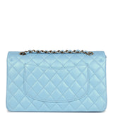 Chanel Medium Classic Double Flap Bag Light Blue Iridescent Calfskin Gold Hardware