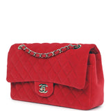 Chanel Medium Classic Double Flap Bag Red Velvet Light Gold Hardware