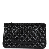 Chanel Medium Classic Double Flap Bag So Black Shiny Aged Calfskin Black Hardware