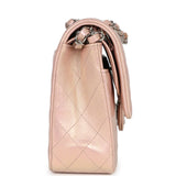 Chanel Medium Classic Double Flap Bag Pink Iridescent Lambskin Silver Hardware