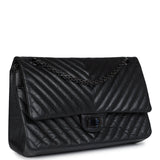 Chanel Medium Chevron Reissue 226 2.55 Flap Bag So Black Aged Calfskin Black Hardware