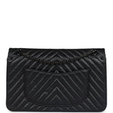 Chanel Medium Chevron Reissue 226 2.55 Flap Bag So Black Aged Calfskin Black Hardware