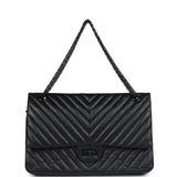 Chanel Medium Chevron Reissue 226 2.55 Flap Bag So Black Aged Calfskin Black Hardware