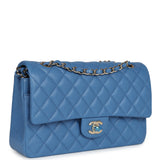 Chanel Medium Classic Double Flap Blue Caviar Gold Hardware