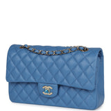 Chanel Medium Classic Double Flap Blue Caviar Gold Hardware