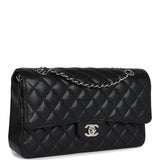 Pre-owned Chanel Medium Classic Double Flap Black Caviar Silver Hardware