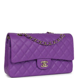 Chanel Medium Classic Double Flap Bag Purple Caviar Light Gold Hardware