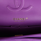 Chanel Medium Classic Double Flap Bag Purple Caviar Light Gold Hardware