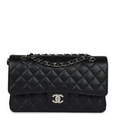 Chanel Medium Classic Double Flap Black Caviar Silver Hardware