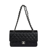 Chanel Medium Classic Double Flap Black Caviar Silver Hardware