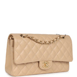 Chanel Medium Classic Double Flap Beige Caviar Gold Hardware