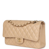 Chanel Medium Classic Double Flap Beige Caviar Gold Hardware