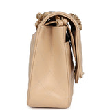 Chanel Medium Classic Double Flap Beige Caviar Gold Hardware