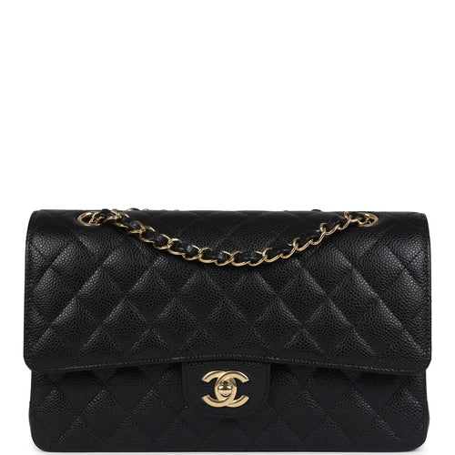 Chanel Medium Classic Double Flap Bag Black Caviar Gold Hardware