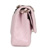 Chanel Medium Classic Double Flap Bag Pink Iridescent Lambskin Light Gold Hardware