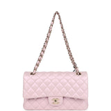 Chanel Medium Classic Double Flap Bag Pink Iridescent Lambskin Light Gold Hardware