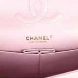 Chanel Medium Classic Double Flap Bag Pink Iridescent Lambskin Light Gold Hardware