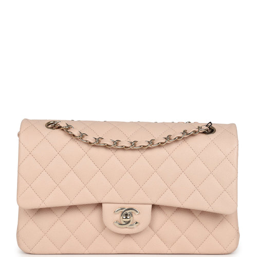 Chanel Medium Classic Double Flap Light Beige Caviar Light Gold Hardware