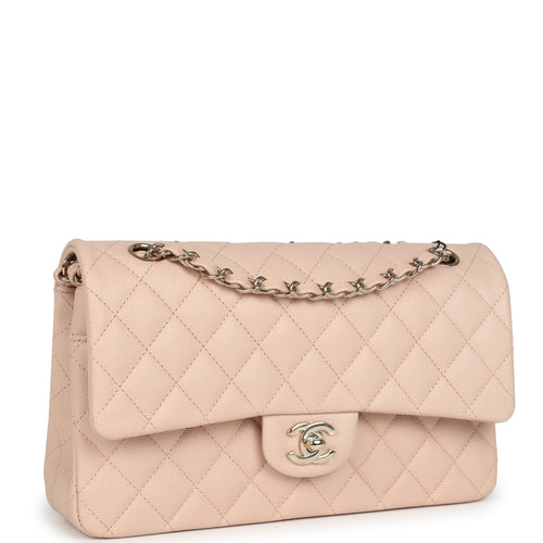 Chanel Medium Classic Double Flap Light Beige Caviar Light Gold Hardware