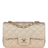 Chanel Mini Rectangular Flap Bag Metallic Gold Goatskin Light Gold Hardware