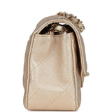 Chanel Mini Rectangular Flap Bag Metallic Gold Goatskin Light Gold Hardware