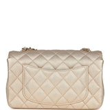 Chanel Mini Rectangular Flap Bag Metallic Gold Goatskin Light Gold Hardware