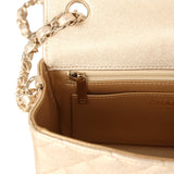 Chanel Mini Rectangular Flap Bag Metallic Gold Goatskin Light Gold Hardware
