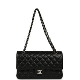 Pre-owned Chanel Medium Classic Double Flap Black Caviar Silver Hardware - Thumbnail View 7