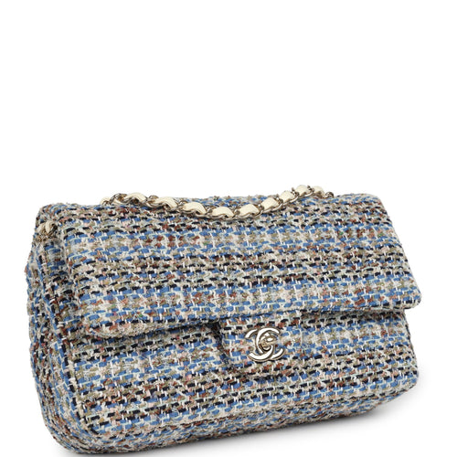 Chanel Medium Classic Double Flap Bag Multicolor Tweed Light Gold Hardware