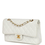 Vintage Chanel Medium Classic Double Flap White Caviar Gold Hardware