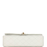 Vintage Chanel Medium Classic Double Flap White Caviar Gold Hardware