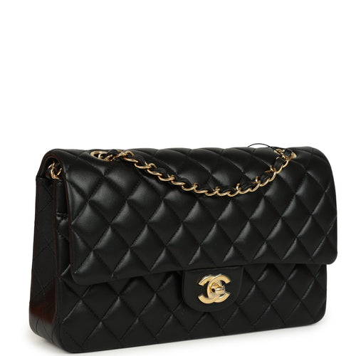 Chanel Medium Classic Double Flap Black Lambskin Gold Hardware