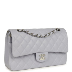 Chanel Medium Classic Double Flap Bag Light Purple Caviar Silver Hardware
