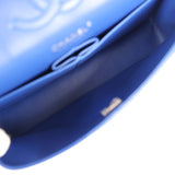 Pre-owned Chanel Medium Classic Double Flap Bag Blue Shiny Caviar Silver Hardware