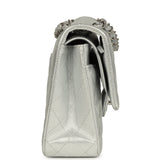 Chanel Medium Classic Double Flap Silver Metallic Lambskin Silver Hardware