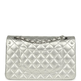 Chanel Medium Classic Double Flap Silver Metallic Lambskin Silver Hardware