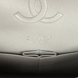 Chanel Medium Classic Double Flap Silver Metallic Lambskin Silver Hardware