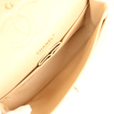 Pre-owned Chanel Medium Classic Double Flap Beige Caviar Gold Hardware