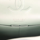 Pre-owned Chanel Medium Classic Double Flap Bag Light Blue Iridescent Calfskin Silver Hardware