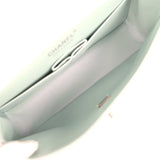 Pre-owned Chanel Medium Classic Double Flap Bag Light Blue Iridescent Calfskin Silver Hardware