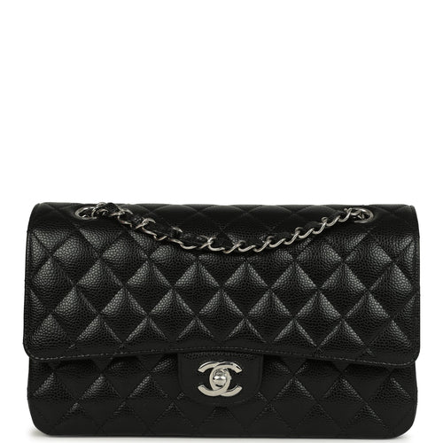 Chanel Medium Classic Double Flap Black Caviar Silver Hardware