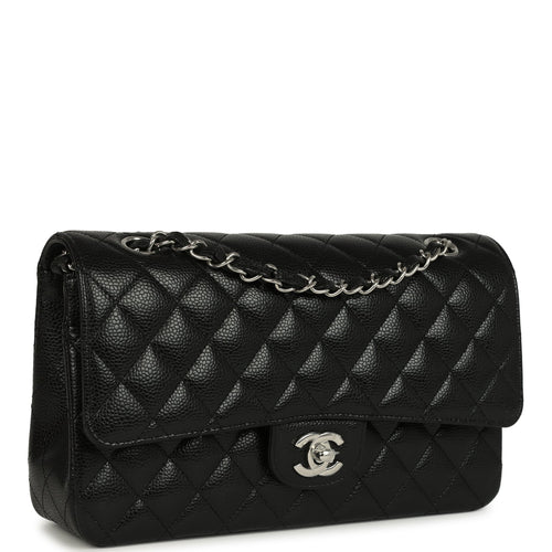 Chanel Medium Classic Double Flap Black Caviar Silver Hardware